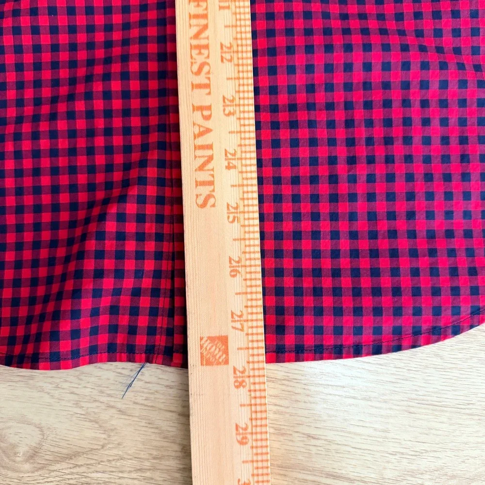 Banana Republic Slim Flex Fit Button‎ Down Shirt Mens S Red Blue Gingham Stretch